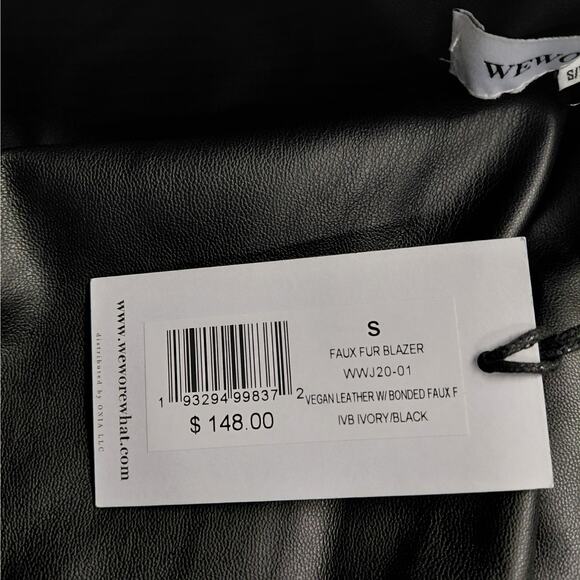 WeWoreWhat Womens Oversized Faux Fur Blazer Jacket Small Ivory Vegan Leather NWT - Picture 9 of 15